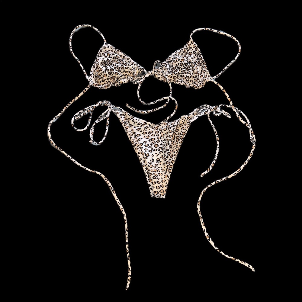 LEOPARD RUCHED STRING TIE V SET